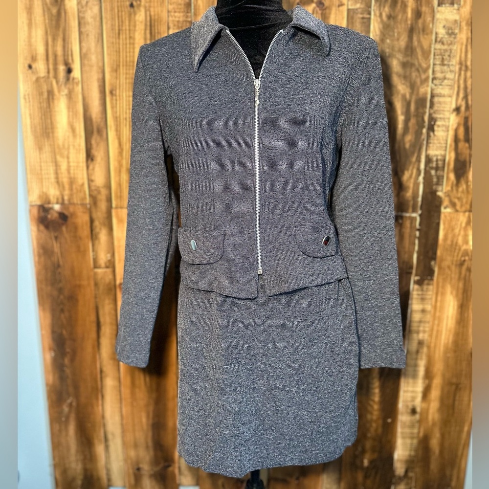 Vintage All that Jazz 2 pc zip up jacket mini skirt size 11/12 Retro wear